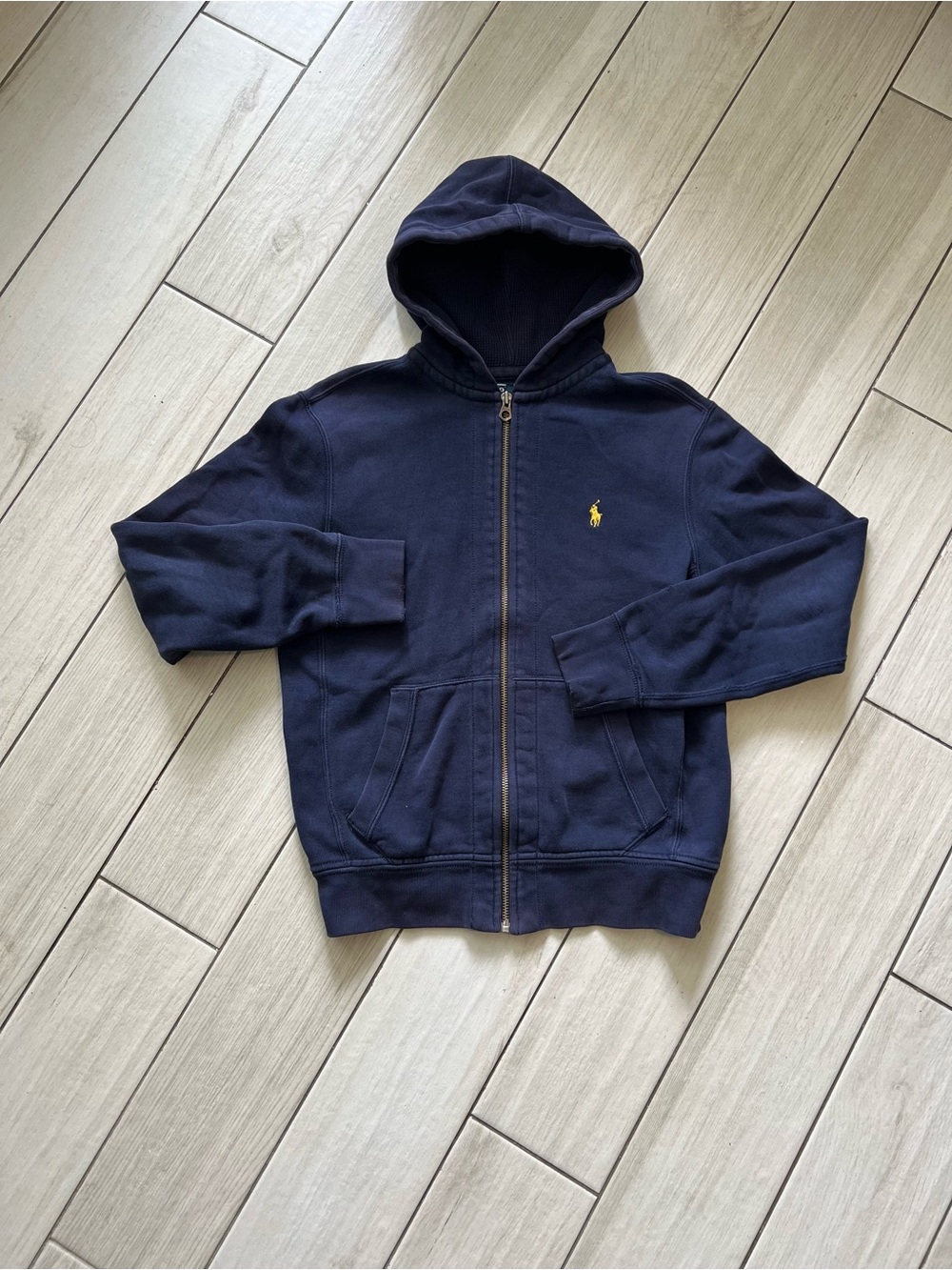 Ralph Lauren Polo Navy Blue Silver/Blue Label Baggy Hoodie Size Small